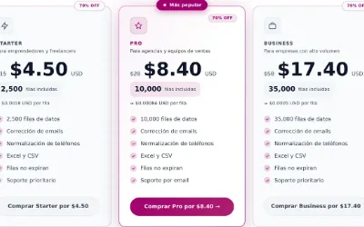 My Data Cleaner, Precio por fila, a la vista