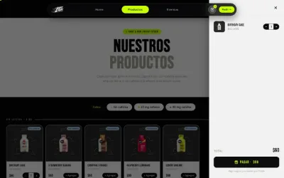Shot & Run, Energy Stock, Carrito con total en vivo